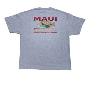 Mens ALSTYLE Gray/Grey T-shirt 2XL "Maui HUMUHUMUNUKUNUKUAPUAA" Front Back Logo